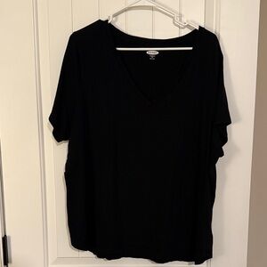 Old Navy Black Short Sleeve V-Neck Tee